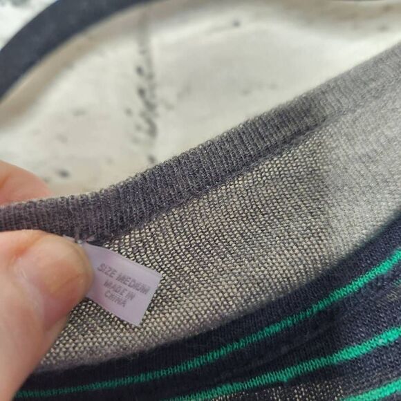 T Alexander Wang Striped Linen Silk Blend Knit Long Sleeve Shirt Blue Green - Picture 14 of 14